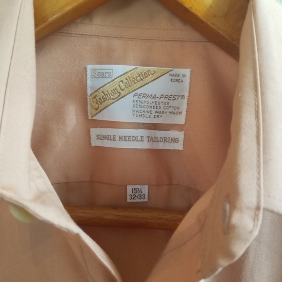 Vintage Sears Perm-Press Single Needle Tailoring Casual Button Up 32-33. 15.5 - Picture 3 of 14